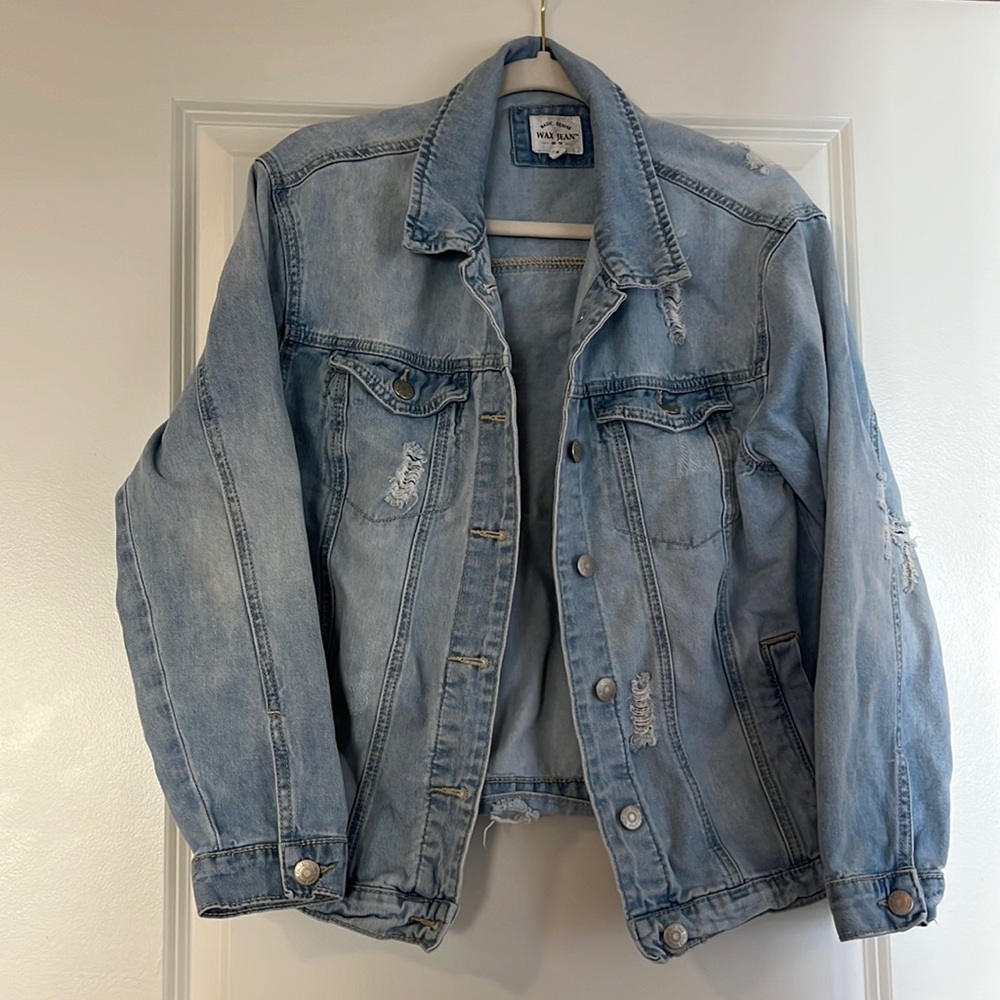 Oversized Distressed Boyfriend Denim Jacket